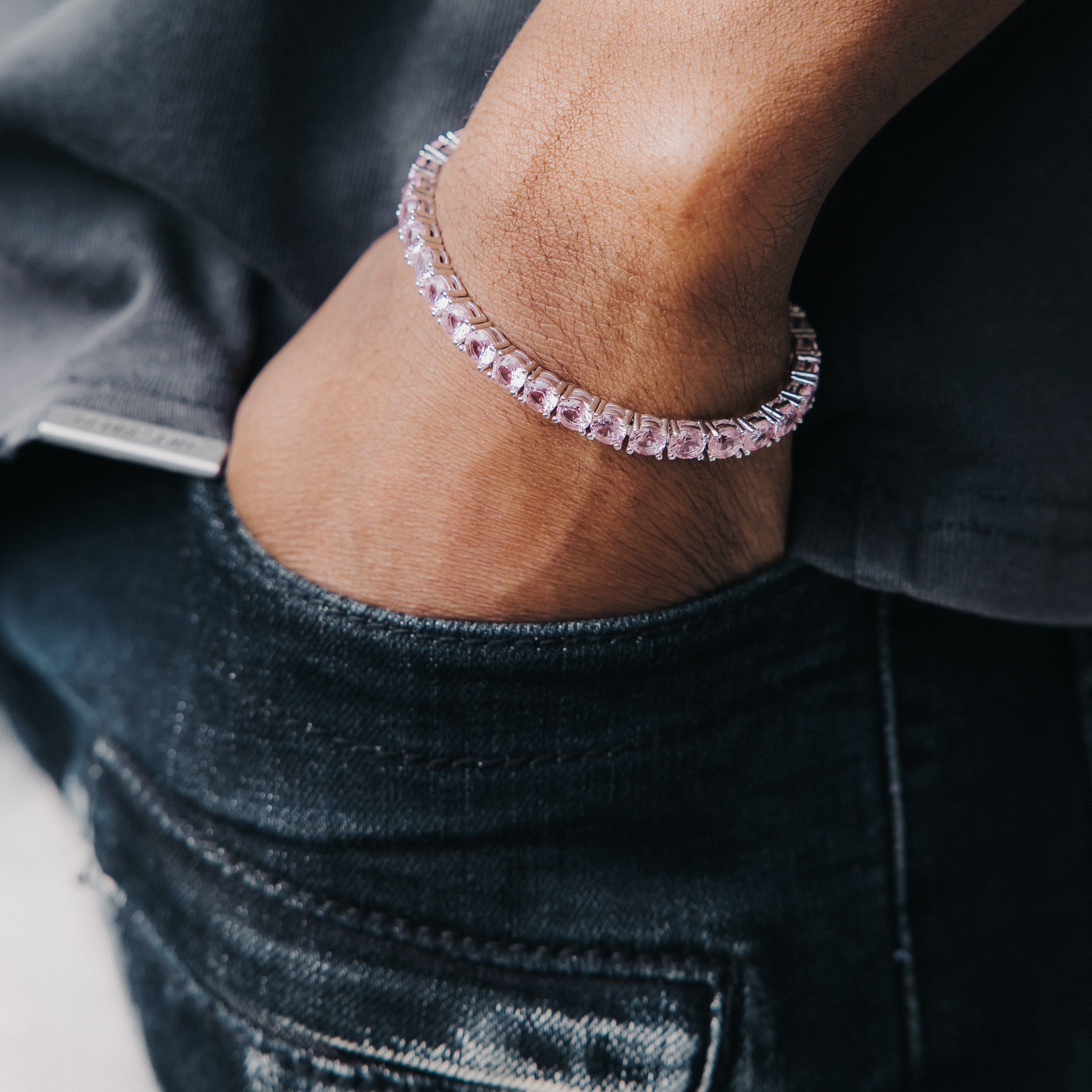 5mm Pink Moissanite Tennis Bracelet
