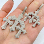 Cross Moissanite Diamond Pendant Set