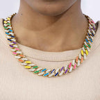 Women's 11mm Multi-Color Half-Iced Cuban Chain