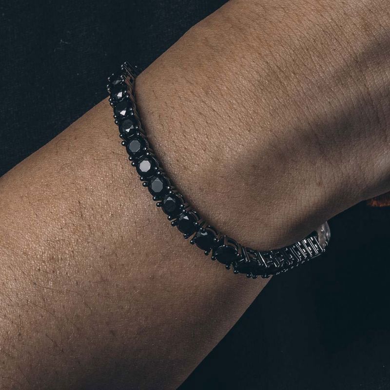 5mm Black Moissanite Tennis Bracelet in Black Gold