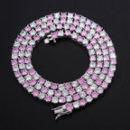 S925 4mm Moissanite Pink and White Tennis Chain