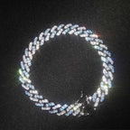 8mm Moissanite Blue&White Iced Cuban Bracelet