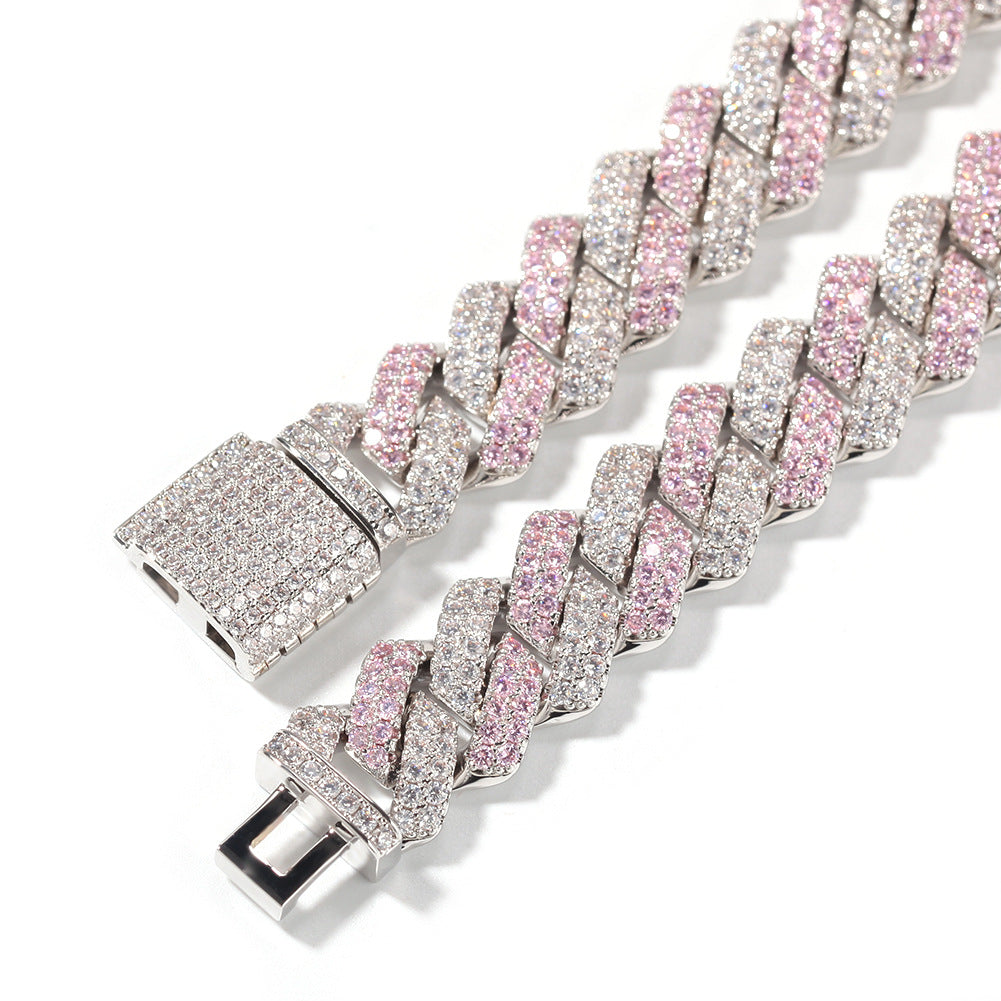 13mm Two-Tone Gemstone Cuban Chain