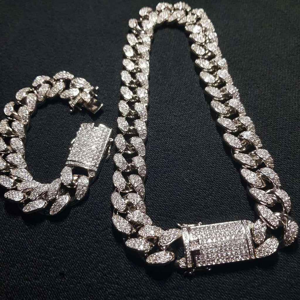 13mm/20mm Cuban Chain & Bracelet Set - 5x 18K Gold Plated