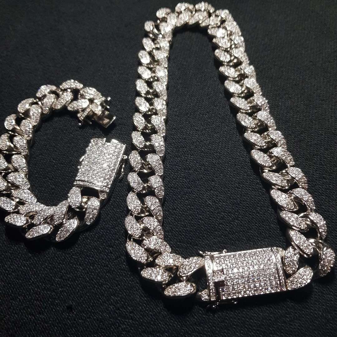 13mm/20mm Cuban Chain & Bracelet Set - 5x 18K Gold Plated
