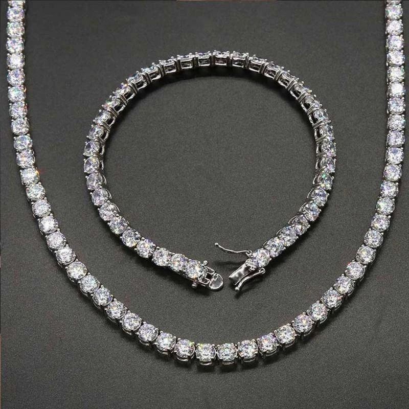 5mm Single Row Tennis Set - 18K White Gold Plated