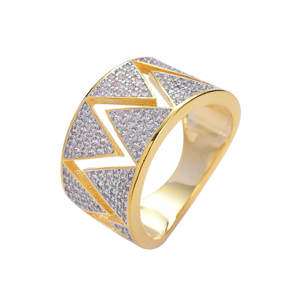 Moissanite Triangle W Geometric Ring