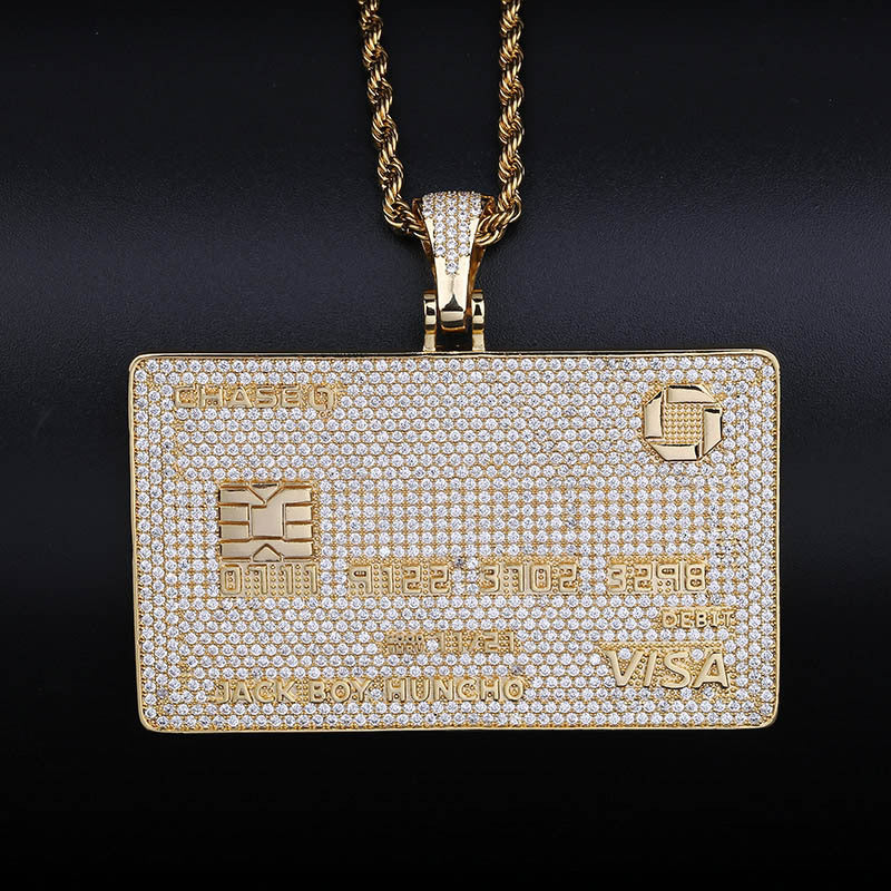 Ice VISA Card Gold Card Black Card Zircon Moissanite Pendant