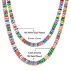 Multicolor Emerald Cut Tennis Chain Set for Women