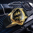 Triangle Skeleton Mechanical Watch with Leather Strap