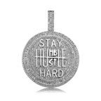 Moissanite Ice Baguette Cut Keep Calm Round Pendant