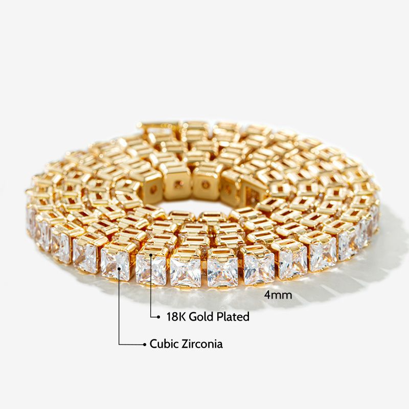 4mm Women Tennis Chain Set in Gold