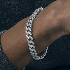 Iced 8mm Moissanite Cuban Link Chain Set in White Gold