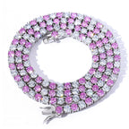 S925 4mm Moissanite Pink and White Tennis Chain