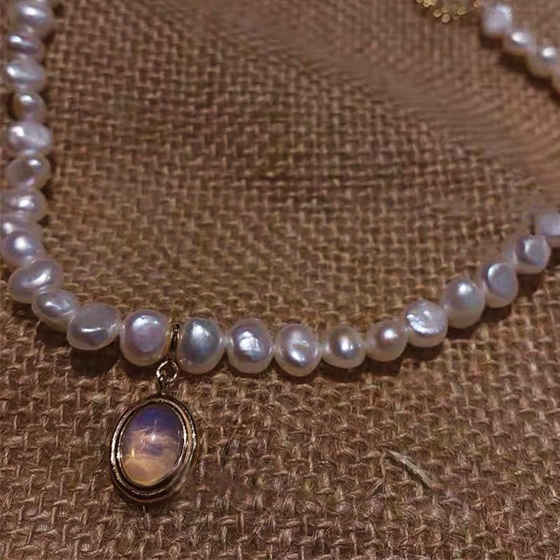 11mm Baroque Pearl with Moonstone Choker Necklace