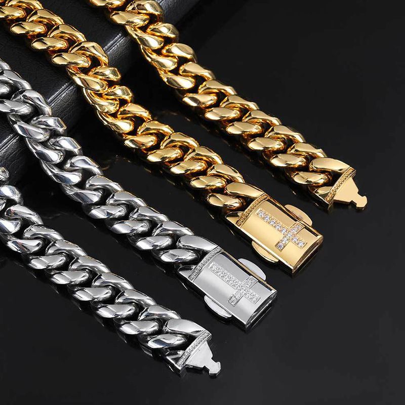 12mm Iced Cross Moissanite Cuban Bracelet