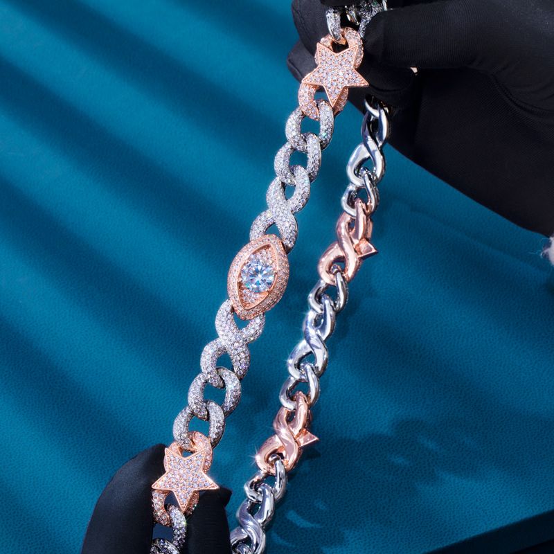 10mm/16mm "Two-tone Star" and "Demon Eye" Cuban Chain