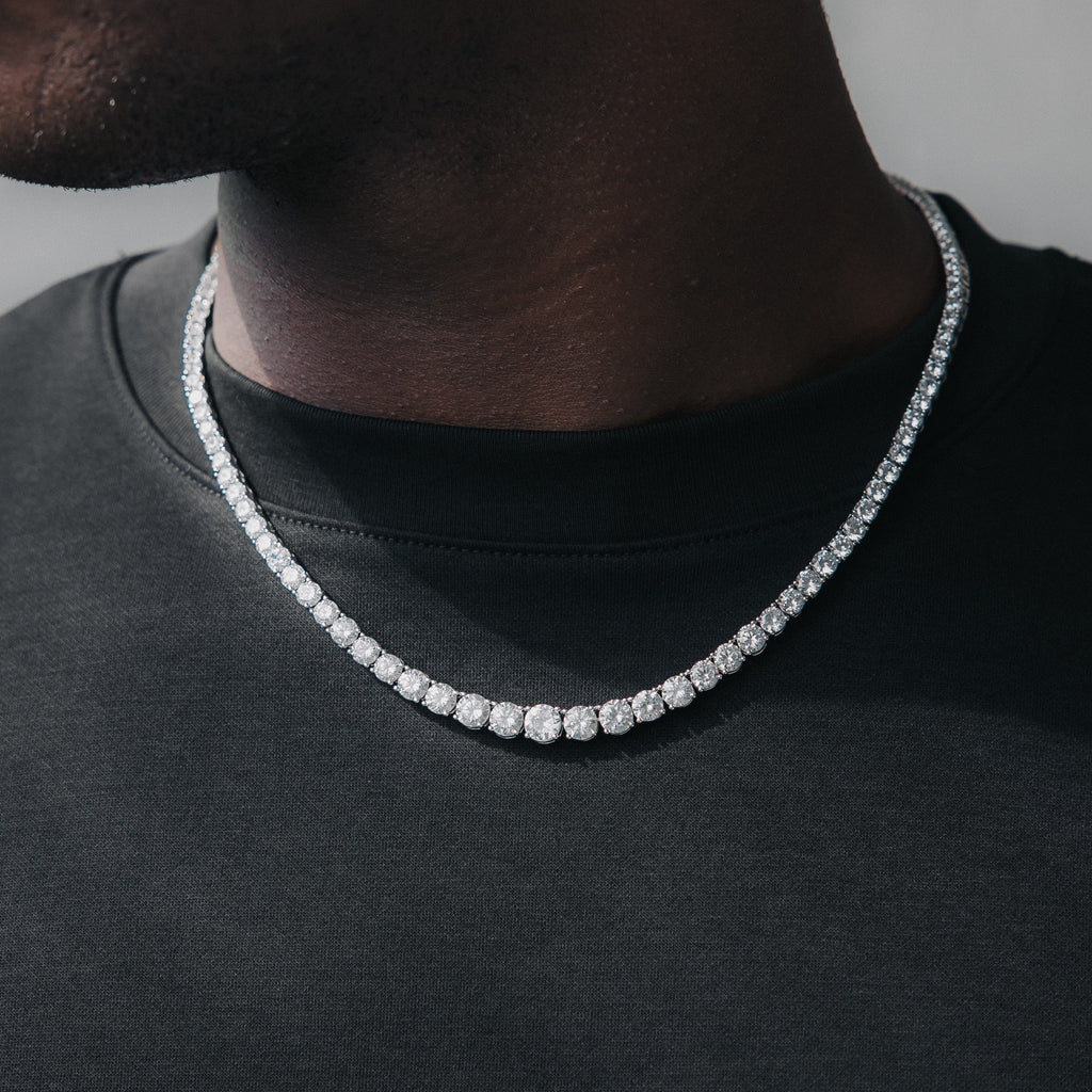 6mm 5A CZ Tennis Chain - 14k White Gold Plated