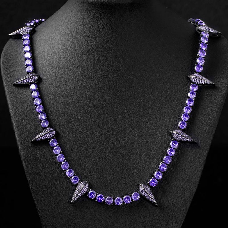 5mm Moissanite Purple Fight Tooth and Claw Tennis Chain