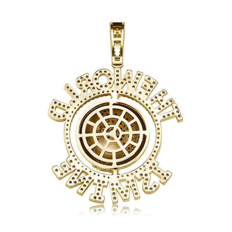 Moissanite Ice circle cut THE WORLD IS MY design pendant