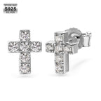S925 & VVS Moissanite Cross Stud Earrings for Men