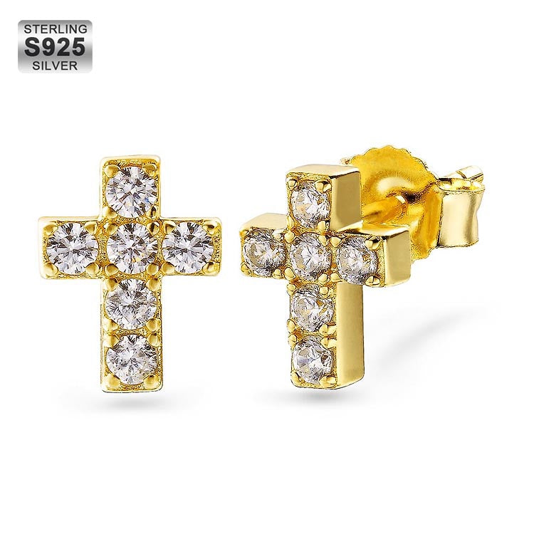 S925 & VVS Moissanite Cross Stud Earrings for Men