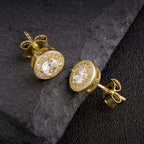 S925 Moissanite Round Iced Sterling Silver Stud Earrings for Men