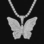 Hip Hop| "Butterfly" Iced Pendant in White Gold