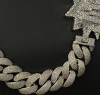 Moissanite "WOW" Letter Design Buckle 20mm Cuban Chain