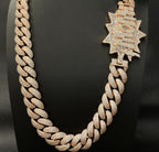 Moissanite "WOW" Letter Design Buckle 20mm Cuban Chain