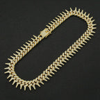 Iced 13mm Moissanite Rivet Spike Thorns Cuban Chain and Bracelet Set