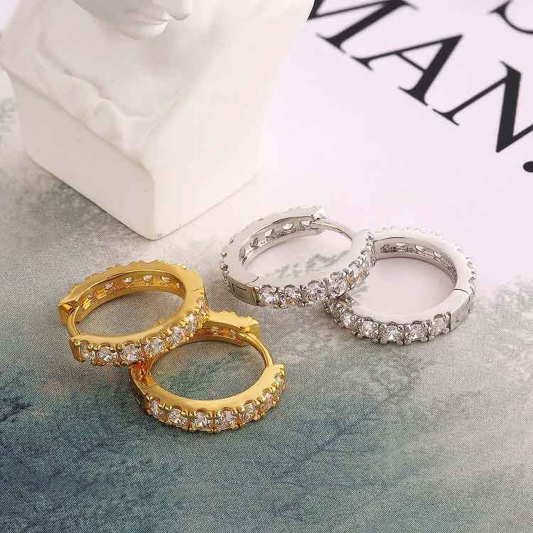 S925 Moissanite Diamond Sterling Silver Hoop Earrings for Men