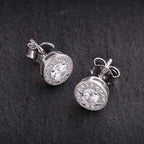 S925 Moissanite Round Iced Sterling Silver Stud Earrings for Men