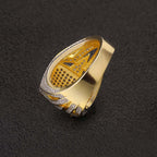 Moissanite Platform Mens Ring in 14K Gold