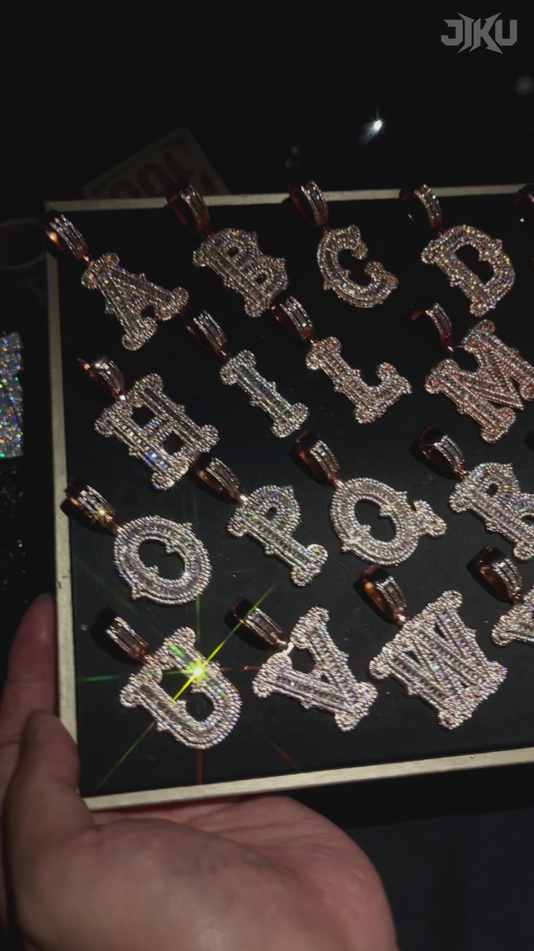 Hip Hop Iced Out Thorn A-Z Letter Pendant With Free Rope Chain