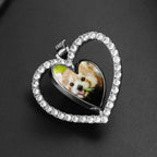 Custom Heart Rotating Double-sided Photo Moissanite Necklace