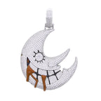 XL Moissanite Iced Out Blood Moon Hip Hop Pendant Necklace