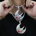 XL Moissanite Iced Out Blood Moon Hip Hop Pendant Necklace