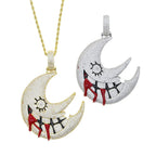 XL Moissanite Iced Out Blood Moon Hip Hop Pendant Necklace