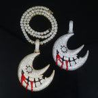 XL Moissanite Iced Out Blood Moon Hip Hop Pendant Necklace