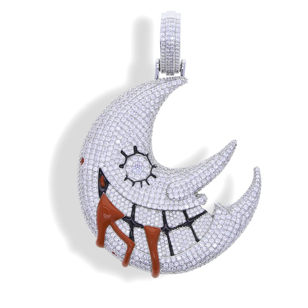 XL Moissanite Iced Out Blood Moon Hip Hop Pendant Necklace