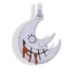 XL Moissanite Iced Out Blood Moon Hip Hop Pendant Necklace