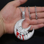 XL Moissanite Iced Out Blood Moon Hip Hop Pendant Necklace