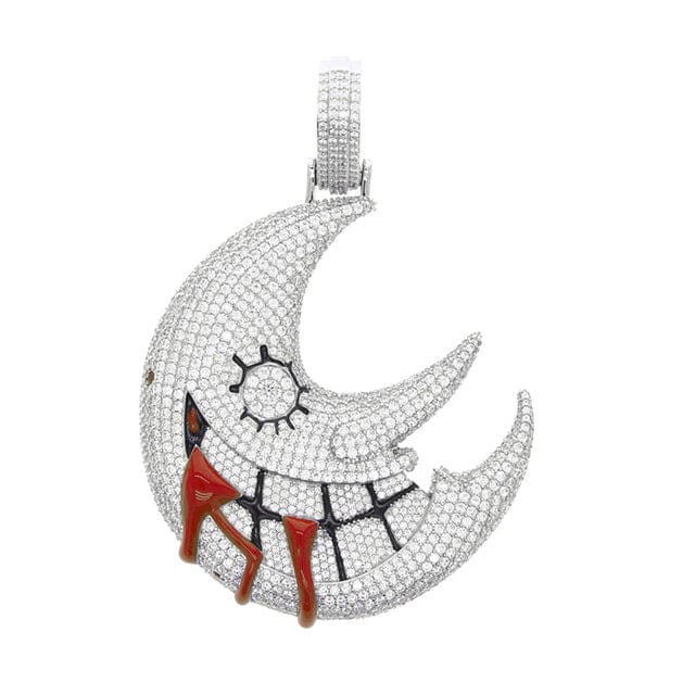 XL Moissanite Iced Out Blood Moon Hip Hop Pendant Necklace