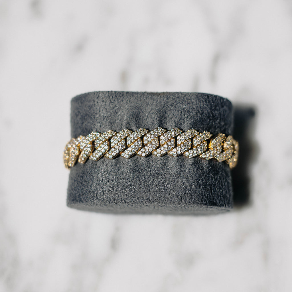 12mm Moissanite Prong Cuban Bracelet