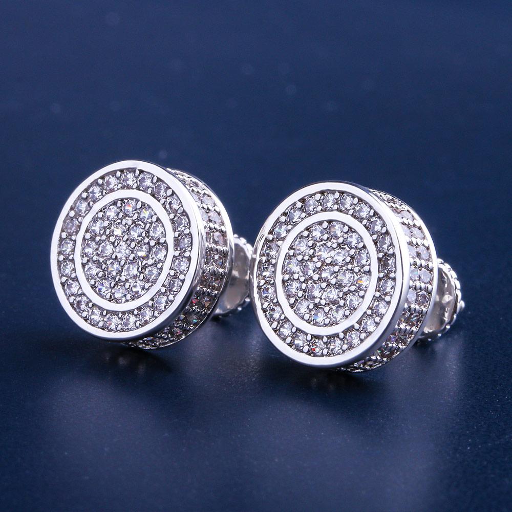 Round Moissanite Iced Stud Mens Earrings