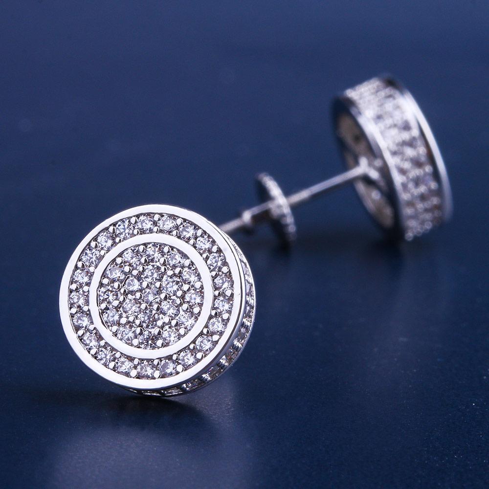 Round Moissanite Iced Stud Mens Earrings