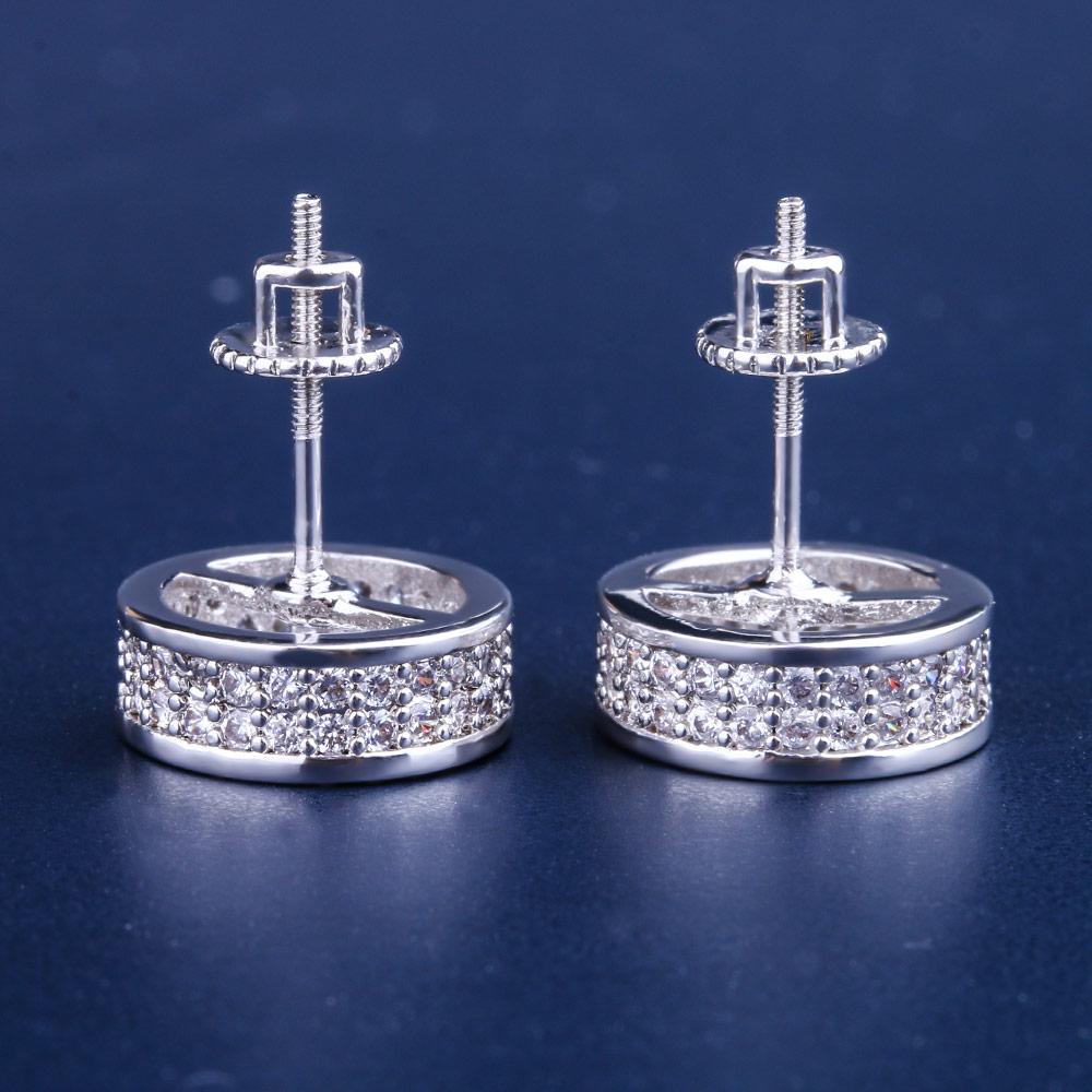Round Moissanite Iced Stud Mens Earrings