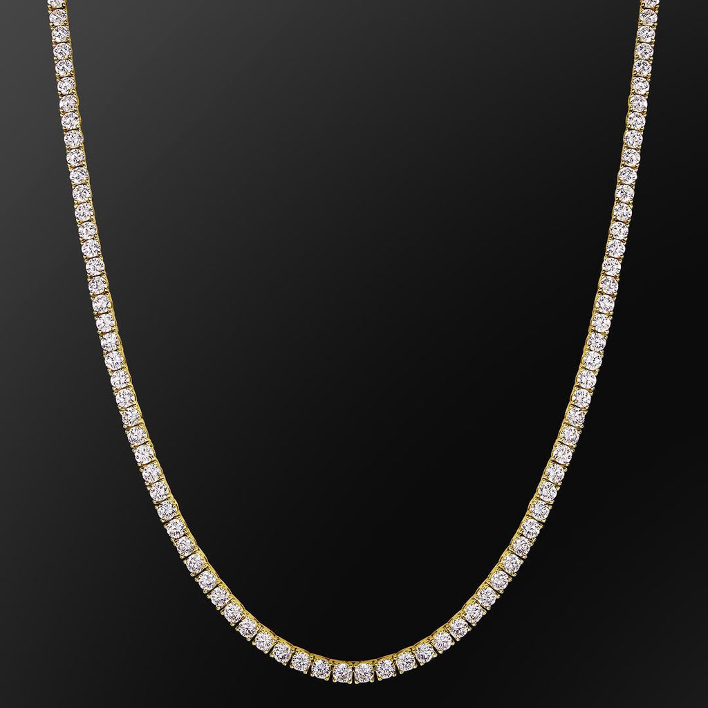 4mm 14K Gold Moissanite Diamond Mens Tennis Chain