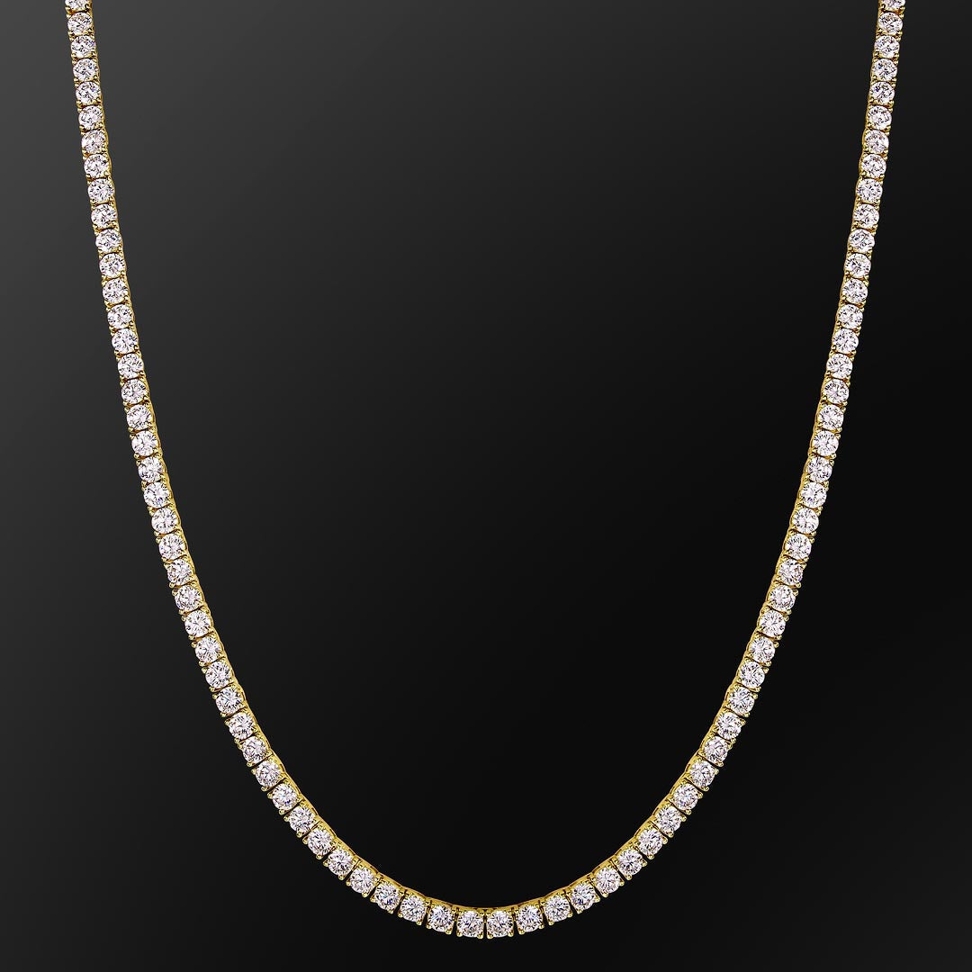 4mm 14K Gold Moissanite Diamond Mens Tennis Chain